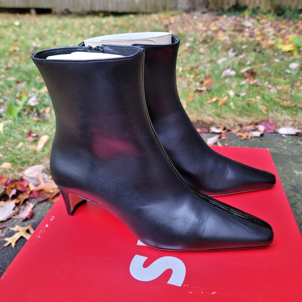 Staud Wally Ankle Boots Patent Black Leather Size 37 NWB - Picture 6 of 12